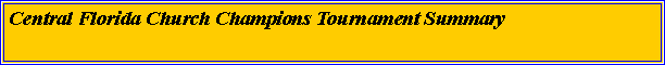 Text Box: Central Florida Church Champions Tournament Summary